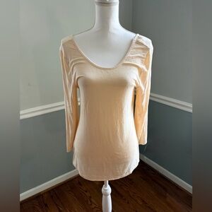 Anthropologie Dolan Left Coast Solid Ivory Scoop Neck Long Sleeve Top – Size L